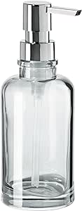 OGGI Round Glass Soap Dispenser - 10oz, Heavy Glass, Rustproof Pump - Ideal Hand Soap Dispenser, Bathroom Soap Dispenser, Kitchen Dish Soap Dispenser, Hand Sanitizer Dispenser, Clear/Chrome