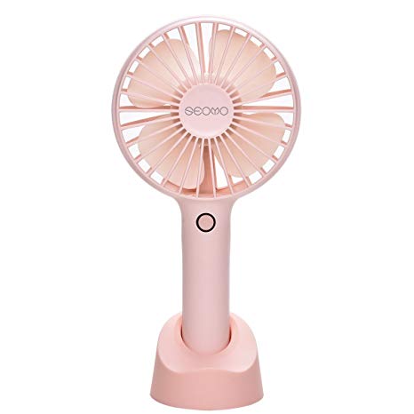 Mini Handheld Fan,SEOYO Personal Portable USB Rechargeable Battery Powered Fan with Base, 2500mAh Battery，4 Modes for Home, Office, Bedroom and outdoor (Pink)