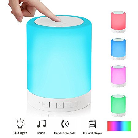 Elecstars LED Touch Bedside Lamp - with Bluetooth Speaker , Dimmable Color Night Light , Outdoor Table Lamp with Smart Touch Control, Best Gift for Men Women Teens Kids Children Sleeping Aid (White)