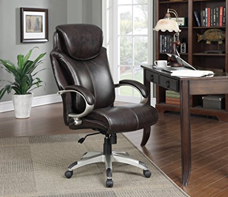 Serta 43809 Air Health and Wellness Executive Office Chair, Big and Tall, Roasted Chestnut