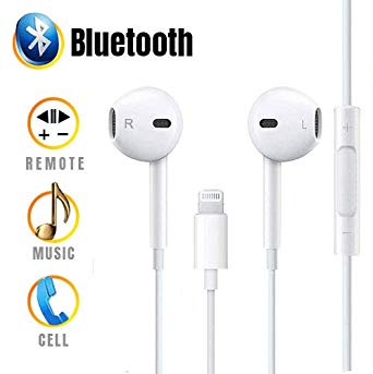 Lightning Earphones,Headphones with Microphone and Noise Isolating Headset Made Compatible with iPhone X/10 iPhone8/8 Plus iPhone7/7 Plus Support all the iOS systems Earphones (Bluetooth Connectivity)