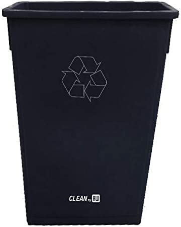 RW Clean 23 Gallon Trash Can, 1 Slim Trash Bin - Large, Commerical, Black Plastic Waste Basket, Heavy-Duty - Restaurantware