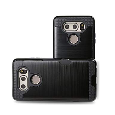 BaLeeLu for LG V35 ThinQ Case/LG V30 Case/LG V30 Plus(V30 )/LG V30S [One Card Holder Slot] Silicone TPU PC [Dual Layer Shockproof] Non-Slip Phone Cases Cover (Black)