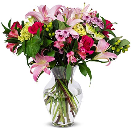 Benchmark Bouquets Blissful Blossoms Pink, With Vase (Fresh Cut Flowers)
