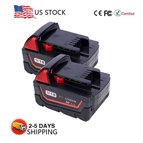 VANON 4.0Ah 18V Li-ion Rechargeable Replacement Battery for Milwaukee M18 M18B 48-11-1820 48-11-1850 48-11-1828 48-11-10 Cordless Power Tools (2 Pack)