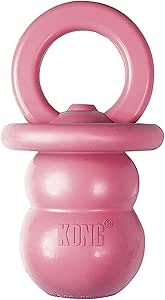 KONG Puppy Binkie - Pacifier Dog Toy for Puppies - Stuffable Chew Toy for Puppy Playtime - Durable Natural Rubber Dog Treat Toy for Teething Puppy - for Medium Puppies - Pink