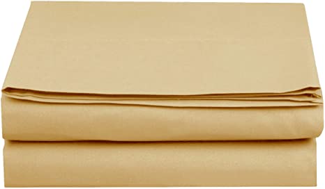 Elegant Comfort Premium Hotel 1-Piece, Luxury and Softest 1500 Thread Count Egyptian Quality Bedding Flat Sheet, Wrinkle-Free, Stain-Resistant 100% Hypoallergenic, Queen, Camel-Gold