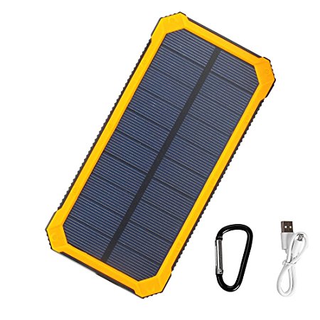 Power Bank Mobile Solar Charger - Tollcuudda DYHK01 2017 New Design 10000mah Portable Charger Power Pack Battery For Samsung, Iphone, Xiaomi, laptop, Camping Including 2 USB Port, 4 LED Indicator, 6 LED Flashlight, 12 Hours Constant Working, Heavy-Duty, 24-Hour Customer Support, 30-Day Money Back Guaranteed,2-Year Warranty (Yellow)