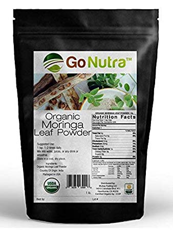 Organic Moringa Powder: Non-GMO Guaranteed Purest, 100% Moringa 1lb