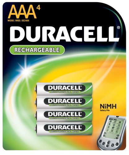 Duracell Rechargeable AAA NiMH Batteries MIGNONHR03DC2400 4 Batteries