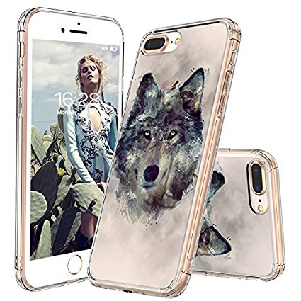 iPhone 7 Plus Case, iPhone 8 Plus Clear Case, MOSNOVO Wolf Clear Design Printed Transparent Plastic Back Phone Case with TPU Bumper Case Cover for Apple iPhone 7 Plus (2016) / iPhone 8 Plus (2017)