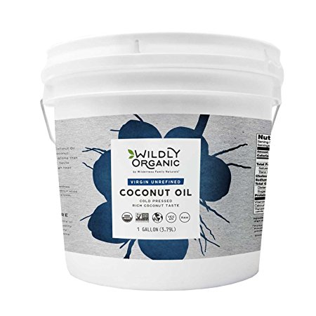 Wilderness Family Naturals Coconut Oil Virgin Unrefined (Cold Pressed), Certified Organic, Non-GMO, Raw, 8 lb./1 gal