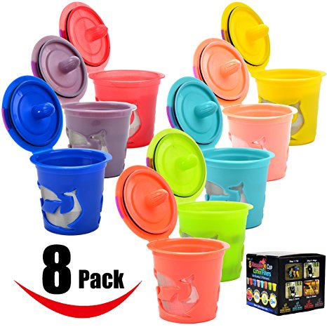 8 Pcs Keurig Reusable Single K-Cup Solo Filter Pod Coffee Stainless Mesh - 8 rainbow Color