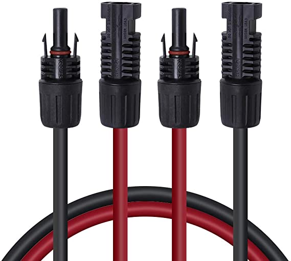 Renogy 10FT 12AWG Solar Panel Extension Cable with Female and Male Connectors, 10Ft. 12AWG, 1 Pair 10' 12 Gauge Red and Black