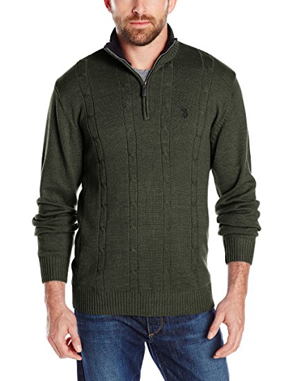 U.S. Polo Assn. Men's Quarter-Zip Cable-Knit Sweater