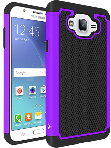 J7 Case, LK [Drop Protection] [Shock Absorption] Hybrid Dual Layer Armor Defender Protective Case Cover for Samsung Galaxy J7 (Purple)