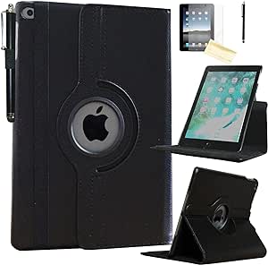 JYtrend Smart Case for iPad Air 1st / Air 2nd Generation (9.7 in) with Pencil Holder, Rotating Stand Magnetic Auto Wake Up/Sleep Cover for iPad Air 1/Air 2 A1474 A1475 A1476 A1566 A1567 (Black)