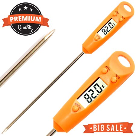 INSANE SALE Only $12.99 Expires on Sunday 11:59 PM PDT - Fine-Chef Instant Read Thermometer for Best Tasting Food : BBQ - Meat - Candy - Become A Better Cook Now!