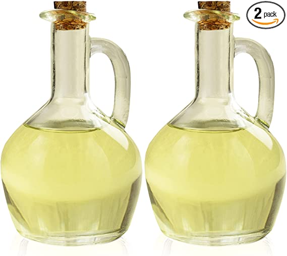 Marbelous Oil Dispenser – Set of 2 12Oz Oil Bottles – Glass Cruet Bottles with Cork Ideal for Syrup, Dressing, Vinegar – Elegant and Modern Olive Oil Dispenser Spout
