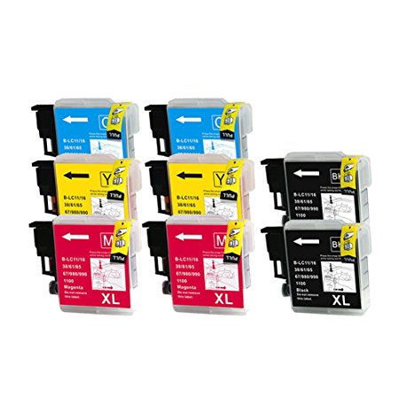 YATUNINK 8 Pack ( 2BK / 2C / 2M / 2Y ) Compatible Injet Cartridge for Brother LC-61 LC61 Use in MFC-290C MFC-490CW MFC-5490CN MFC-5890CN MFC-6490CW MFC-790CW MFC-990CW