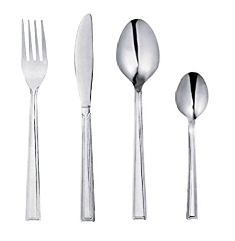 Great Value Range 24 Piece Venice Cutlery Set - 6 place settings comprising 6 knives, 6 forks, 6 dessert spoons, 6 teaspoons.