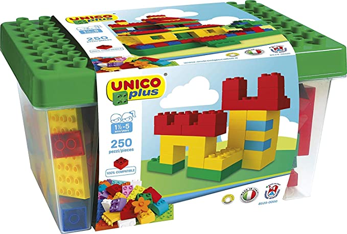 Unico Plus 8525 - Box of Building Blocks (250 Pieces)