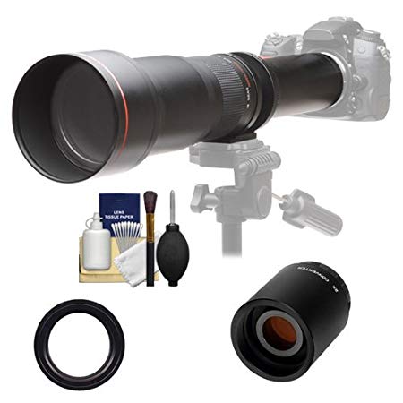 Vivitar 650-1300mm f/8-16 Telephoto Lens with 2x Teleconverter (=2600mm)   Kit for Nikon D3200, D3300, D5200, D5300, D7100, D610, D750, D810 Camera