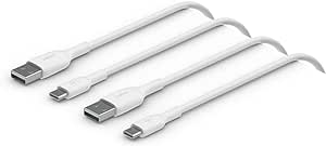 Belkin BoostCharge USB-C Cable (1M/3.3ft), USB-C to USB-A Cable, USB Type-C Cable for iPhone 15 Series, Samsung Galaxy S24, S24 , Note20, Pixel 8, iPad Pro, Nintendo Switch, & More - White (2-Pack)