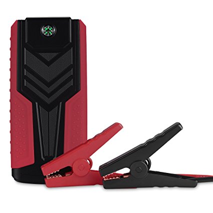 FLOUREON 500A Peak 18000mAh Portable Car Jump Starter Battery Auto Power Pack Booster Charger Phone Power Bank with Smart Jumper Cables/LCD Screen/LED Lighting/Cigarette Lighter Cable