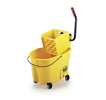 Rubbermaid Commercial Products WaveBrake Mopping System Bucket and Side-Press Wringer Combo, 35-quart, Yellow (FG758088YEL) (Renewed)