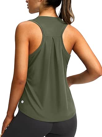 Women's Workout Tops Racerback Athletic Tank Tops Sleeveless Loose Fit Yoga Running Gym Shirts for Women