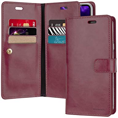 GOOSPERY LG V40 Case, LG V40 ThinQ Case [Extra Card & Cash Slots] Mansoor Diary [Double Sided Wallet Case] Premium PU Leather Flip Cover [Drop Protection] LG V40 ThinQ (Wine) LGV40-MAN-WNE