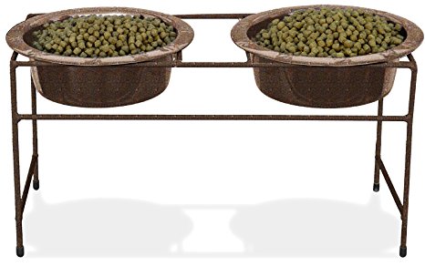 Platinum Pets Double Diner Feeder with Stainless Steel Dog Bowls, 50 oz, Copper