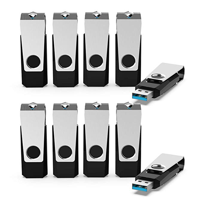 USB Flash Drive, KEXIN 10 Pack 64 GB USB 3.0 Flash Drives 64GB Thumb Drive Jump Drive Memory Stick Data Storage Zip Drive Pen Drives Black