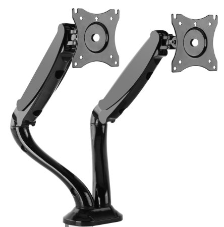 Husky Mounts Gas Spring Dual Monitor Desk Mount Stand Fully Adjustable Fits 2 Computers Monitor Stand Tilt Swivel Monitor Arm Articulating Desk Mount for Most 13 - 27 Inch Screen 13 Lbs Load Capacity
