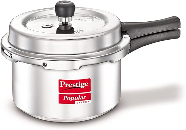 Prestige Popular Svachh Aluminium Pressure Cooker, 3.0 Litre - Silver, Medium (10165)