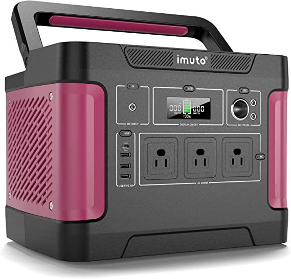 imuto Portable Power Station Home Camping, 1036.8Wh 288000mAh Solar Generator with 3x110V/1000W AC Outlets, Solar Mobile battery generators portable for Power Supply Outdoor RV/Van, Emergency