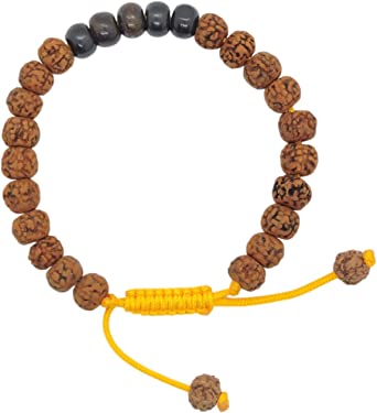 Handmade Dark Yak Bone Wrist Mala Bracelet for Meditation (Rudraksha)