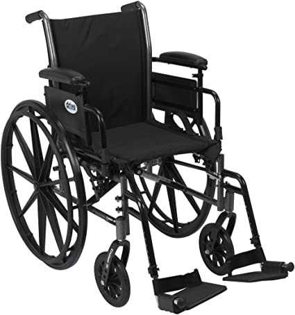 Drive Medical Cruiser III Light Weight Wheelchair with Various Flip Back Arm Styles and Front Rigging Options, 16 Inch
