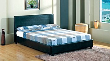 4FT 6" Faux Leather Double Bed Frame in Black Quality Material Best Price Spring Sale Started