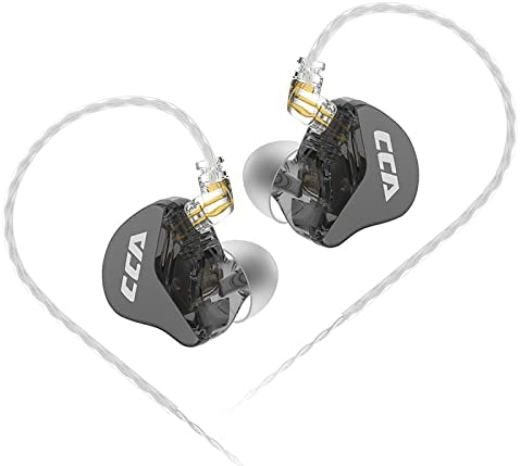 Linsoul CCA CRA 3.8μ Composite Polymer Diaphragm Dynamic Driver HiFi in-Ear Earphone with Deep Bass Detachable 0.75mm 2Pin OFC Cable, Zinc Alloy Housing for Musician Audiophile (Without Mic, Black)