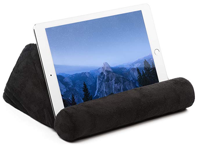 Ideas In Life Tablet Pillow for Galaxy and IPad, Plush Microfiber Mini Tablet Computer Holder Sofa Reading Stand, Self Standing or Use on Lap, Bed, Sofa, Couch. Color Black