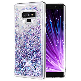 Caka Galaxy Note 9 Case, Galaxy Note 9 Glitter Case [Liquid Series] Sparkle Fashion Bling Luxury Flowing Liquid Floating Glitter Soft TPU Clear Case for Samsung Galaxy Note 9 - (BluePurple)