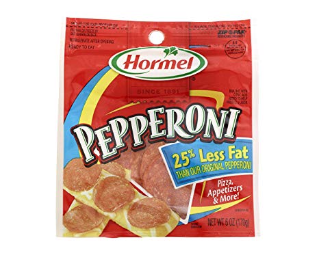 Hormel Less Fat Pillow Pack Pepperoni, 6 oz