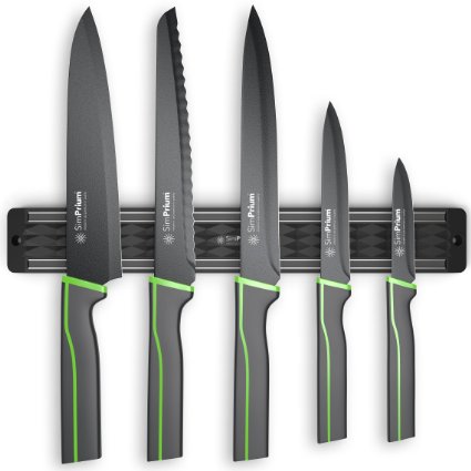 SimPrium - 13 Inch Magnetic Knife Strip for Kitchen Knives, Keys & Tools - Multipurpose Mountable Holder - Black