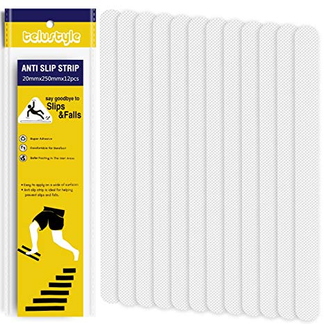 Telustyle Anti Slip Tape Bathtub and Shower Treads, Safety Walk Self Adhesive Non-Slip Tape 12 Packs (Color White)