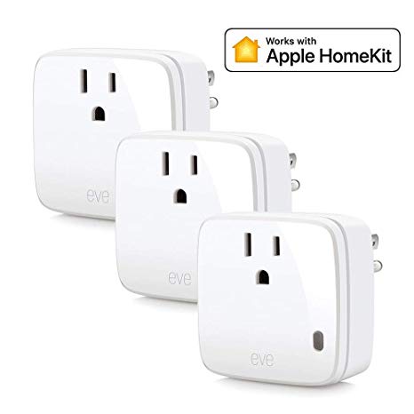 Eve Energy - Smart Plug & Power Meter with built-in schedules, switch a connected lamp or device on & off, voice control, no bridge necessary, Bluetooth Low Energy (Apple HomeKit) - 3 pack