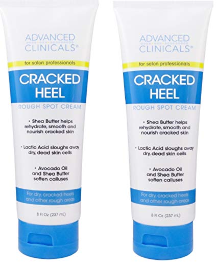 Advanced Clinicals Cracked Heel Cream for dry feet, rough spots, and calluses. (Two - 8oz)