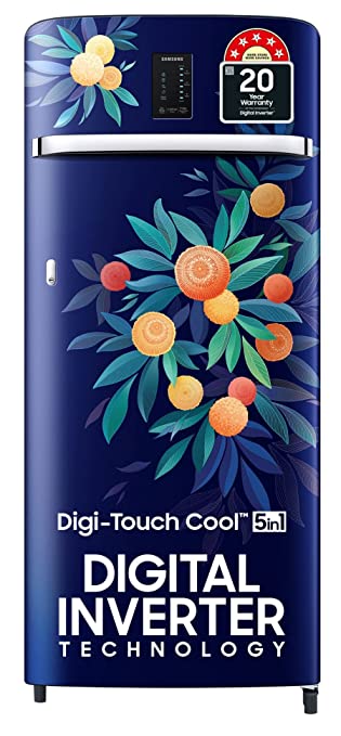 Samsung 215 L 4 Star Digi-Touch Cool, Digital Inverter Direct Cool Single Door Refrigerator (RR23C2E35NK/HL, Orange Blossom Blue)