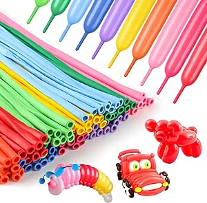 100Pcs 260 Balloons Rainbow Long Balloons for Balloon Garland Thickening Long Skinny Latex Balloons for Tying Twisting Animals Modeling Christmas Birthday Wedding Party Decor(Colorful long balloons)